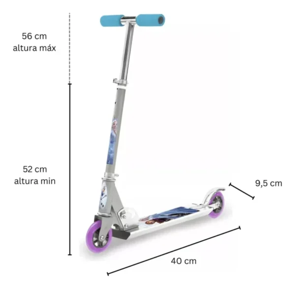 Monopatín Infantil Frozen – Aluminio Plegable 2 Ruedas