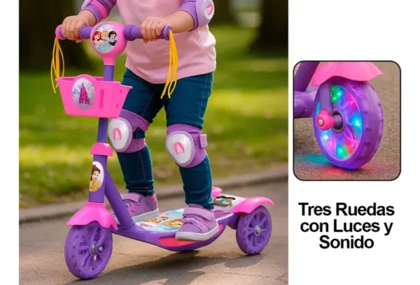 Monopatín Infantil Princesas con Luz y Sonido