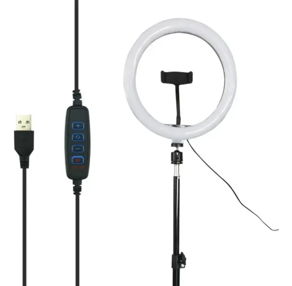 Aro de Luz LED 26 cm con trípode y soporte para celular - Imagen 4