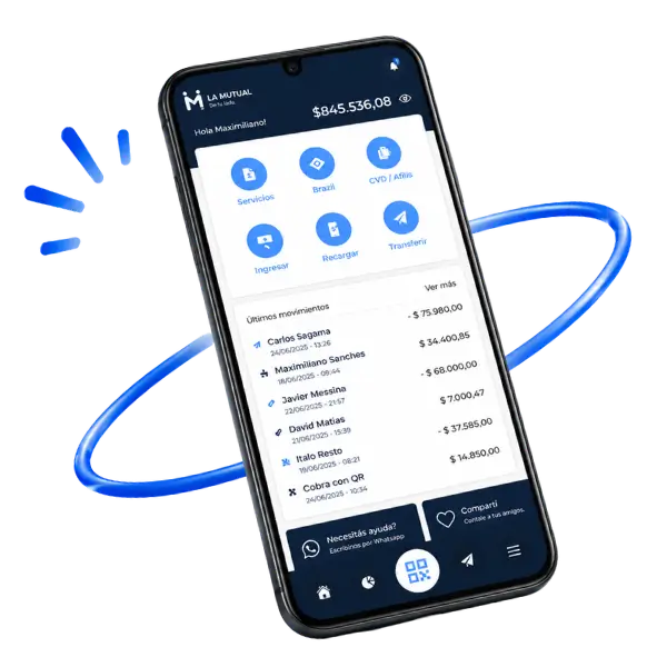 Billetera Virtual de La Mutual UPCN en un teléfono celular